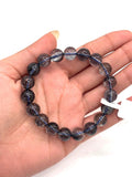 Blue Rutile Bracelet • 10.50 mm Size • Code #B6 • AAAA Quality • Weight 31.8 gm • Natural Rutilated Quartz • Rutile Round Bracelet