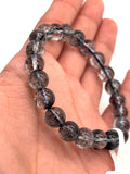Blue Rutile Bracelet • 8.50 mm Size • Code #B2 • AAAA Quality • Weight 19.6 gm • Natural Rutilated Quartz • Rutile Round Bracelet