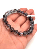 Blue Rutile Bracelet • 8.50 mm Size • Code #B2 • AAAA Quality • Weight 19.6 gm • Natural Rutilated Quartz • Rutile Round Bracelet