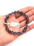 Blue Rutile Bracelet • 8.50 mm Size • Code #B2 • AAAA Quality • Weight 19.6 gm • Natural Rutilated Quartz • Rutile Round Bracelet