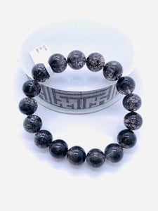 Black Rutile Bracelet 12.5 mm Size • Code #Bk2 • AAA Quality • Natural Rutilated Quartz • Rutile Round Beads Bracelet