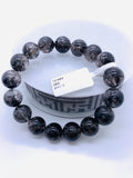 Black Rutile Bracelet 12 mm Size • Code #Bk3 • AAA Quality • Natural Rutilated Quartz • Rutile Round Beads Bracelet