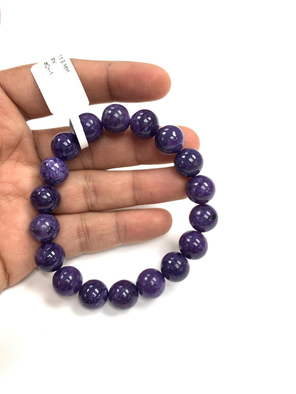 Charoite Bracelet • 11.5 mm size • Code CH-1 • Natural Charoite Round Bracelet • Charoite Jewelry