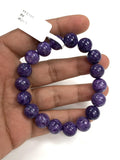 Charoite Bracelet • 11.5 mm size • Code CH-3 • Natural Charoite Round Bracelet • Charoite Jewelry