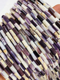 Wampum Quahog Shell Tube Beads • 5X10 mm Size • 40 cm length • AAA Quality • Natural Wampum Shell • Purple Color • Origin East Coast USA