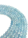 Aquamarine Round Beads - 10 mm Size - 5A Quality - Length 40 cm- Code #A2