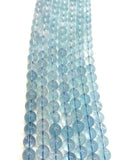 Aquamarine Round Beads - 10 mm Size - 5A Quality - Length 40 cm- Code #A2