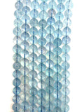 Aquamarine Round Beads - 10 mm Size - 5A Quality - Length 40 cm- Code #A2