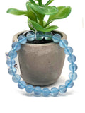 Aquamarine Bracelet • 8.5 mm Size • Code N4 • AAA Quality • Weight 18.9 gm • 7.5 Inch Length • Stretch Bracelet • Aquamarine Round Bracelet