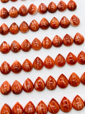 Spiny Oyster Shell Pear Cabs • 7x9 mm Size • Pack of 4 Pieces • AAA Quality • Natural Shell Cabochon • Red Color