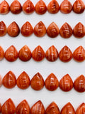 Spiny Oyster Shell Pear Cabs • 7x9 mm Size • Pack of 4 Pieces • AAA Quality • Natural Shell Cabochon • Red Color