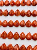 Spiny Oyster Shell Pear Cabs • 7x9 mm Size • Pack of 4 Pieces • AAA Quality • Natural Shell Cabochon • Red Color