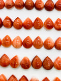 Spiny Oyster Shell Pear Cabs • 8x10 mm Size • Pack of 2 Pieces • AAA Quality • Natural Shell Cabochon • Red Color