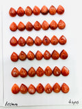 Spiny Oyster Shell Pear Cabs • 8x10 mm Size • Pack of 2 Pieces • AAA Quality • Natural Shell Cabochon • Red Color