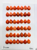 Spiny Oyster Shell Pear Cabs • 8x10 mm Size • Pack of 2 Pieces • AAA Quality • Natural Shell Cabochon • Red Color