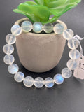 Moonstone Round Bracelet- 10 mm Size - Length 7.5 Inches - AAA Quality - Blue Fire Beads - Natural Moonstone Bracelet
