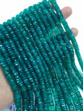 Green Onyx Faceted Heishi Beads 6 mm Size - Length 14 Inch- Natural Green Onyx Heishi Beads