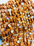 10/ 12 mm Spiny Oyster Heart Beads • 16 Inch length • AAA Quality • Natural Spiny Oyster Orange Color • Origin Mexico