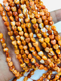 6 mm Spiny Oyster Heart Beads • 16 Inch length • AAA Quality • Natural Spiny Oyster Orange Color • Origin Mexico