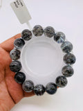 Moss Aquamarine Bracelet • 14 mm Size • Code M29 • AAAA Quality • Natural Aquamarine Round Bracelet