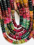 Tourmaline Roundel Beads 8 mm 7mm 6 mm size - AAA Quality - 40 cm Length - Natural Tourmaline Rondelle Beads