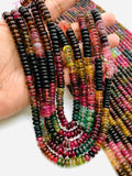 Tourmaline Roundel Beads 8 mm 7mm 6 mm size - AAA Quality - 40 cm Length - Natural Tourmaline Rondelle Beads