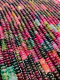 Tourmaline Roundel Beads 8 mm 7mm 6 mm size - AAA Quality - 40 cm Length - Natural Tourmaline Rondelle Beads