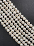Freshwater Pearl 7 MM Round beads -100% Natural Color AAA Quality 16" Length , white pearl beads
