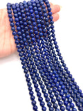 7mm Natural Lapis Round Beads, Length 16" AA Quality Lapis Beads, Blue Lapis Lazuli, origin Afghanistan