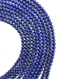 7mm Natural Lapis Round Beads, Length 16" AA Quality Lapis Beads, Blue Lapis Lazuli, origin Afghanistan