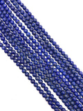 7mm Natural Lapis Round Beads, Length 16" AA Quality Lapis Beads, Blue Lapis Lazuli, origin Afghanistan