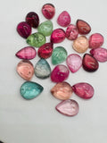 Tourmaline Pear 9X7MM Cabochon ,Tourmaline gemstone loose cabs , Multi Tourmaline cabs . origin Congo mines.