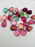 Tourmaline Pear 9X7MM Cabochon ,Tourmaline gemstone loose cabs , Multi Tourmaline cabs . origin Congo mines.