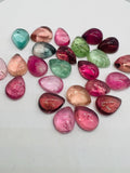 Tourmaline Pear 9X7MM Cabochon ,Tourmaline gemstone loose cabs , Multi Tourmaline cabs . origin Congo mines.