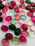 Tourmaline Oval 9X7MM Cabochon ,Tourmaline gemstone loose cabs , Multi Tourmaline cabs . origin Congo mines.
