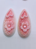 Queen Conch Shell Carving Pear • 15x31 mm Size • Pack of 1 Pair • AAA Quality • Flat Back • (#121122)