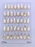 White MOP Pear Cabs • 8x16 mm Size • Pack of 4 pcs • AAA Quality • Mother of Pearl Cabochons