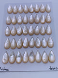 White MOP Pear Cabs • 8x16 mm Size • Pack of 4 pcs • AAA Quality • Mother of Pearl Cabochons