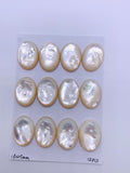 White MOP Oval Cabs • 12X24 mm Size • Pack of 2 Pc • AAA Quality • Mother of Pearl Cabochons
