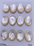 White MOP Oval Cabs • 12X24 mm Size • Pack of 2 Pc • AAA Quality • Mother of Pearl Cabochons