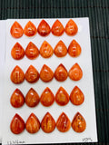 Spiny Oyster Shell Pear Cabs • 12x16 mm Size • Pack of 2 Pcs • AAA Quality • Natural Shell Cabochon • Orange/ Red Color