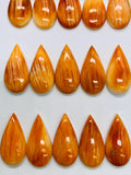 Spiny Oyster Shell Pear Cabs • 12X24 mm Size • Pack of 2 Pcs • AAA Quality • Natural Shell Cabochon