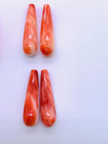 8x20 mm Spiny Oyster Shell Tear Drop ( Straight Half Drill) • Pack of 1 Pair • AAA Quality • Natural Spiny Oyster Shell- Orange/Red Color