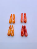 8x20 mm Spiny Oyster Shell Tear Drop ( Straight Half Drill) • Pack of 1 Pair • AAA Quality • Natural Spiny Oyster Shell- Orange/Red Color