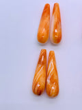 8x20 mm Spiny Oyster Shell Tear Drop ( Straight Half Drill) • Pack of 1 Pair • AAA Quality • Natural Spiny Oyster Shell- Orange/Red Color