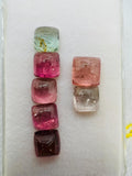 Tourmaline cushion 7-8MM Cabochon, pack of 7 Pieces, Tourmaline gemstone loose cabs. origin Congo mines. weight 14 ct, Code #T1