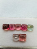 Tourmaline cushion 7-8MM Cabochon, pack of 7 Pieces, Tourmaline gemstone loose cabs. origin Congo mines. weight 14 ct, Code #T1