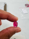 Pink Tourmaline Oval 9X12MM Cabochon, Pack of 2 Pieces, Rubellite loose cabs. origin Congo mines. weight 13.69 ct. - Code T3