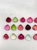 Tourmaline Heart Cabs 7 mm Size - Pack of 1 Piece - Natural Tourmaline Cabochons