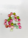 Tourmaline Round Cabs 4 mm Size - Pack of 2 Pieces - Natural Multi Tourmaline Cabochons